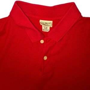 LL Bean Polo Mens Red Long Sleeve XL 100% Cotton RN 71341